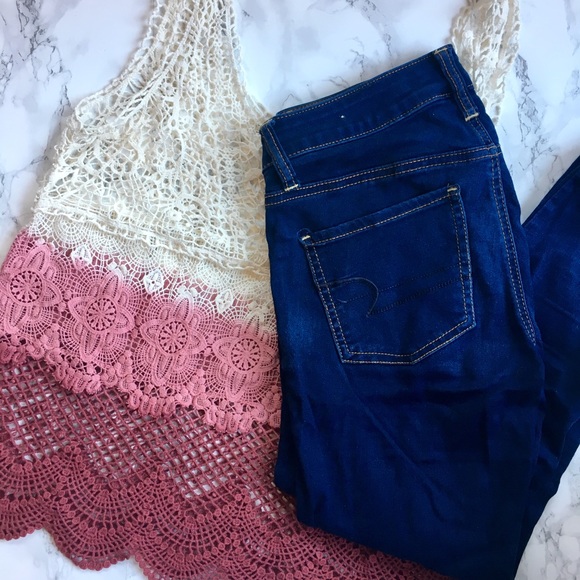 Moving sale! AEO Ombre Dip Dye Crochet Tank - Picture 2 of 5