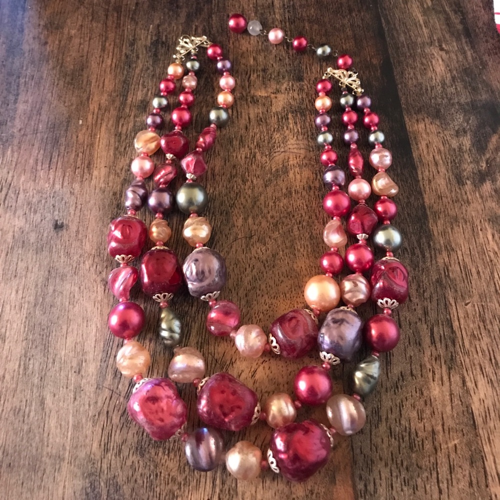 Chunky three strand statement necklace