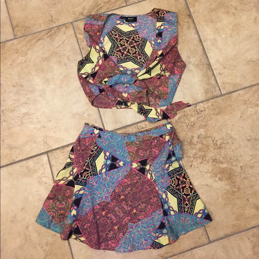 Nasty Gal Psychedelic Skirt And Crop Top Set