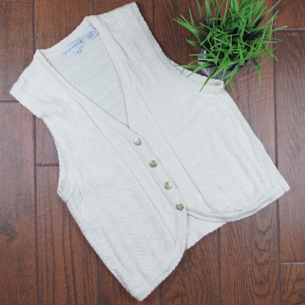 XL Sweater Vest with Heart Detailing Gold Buttons