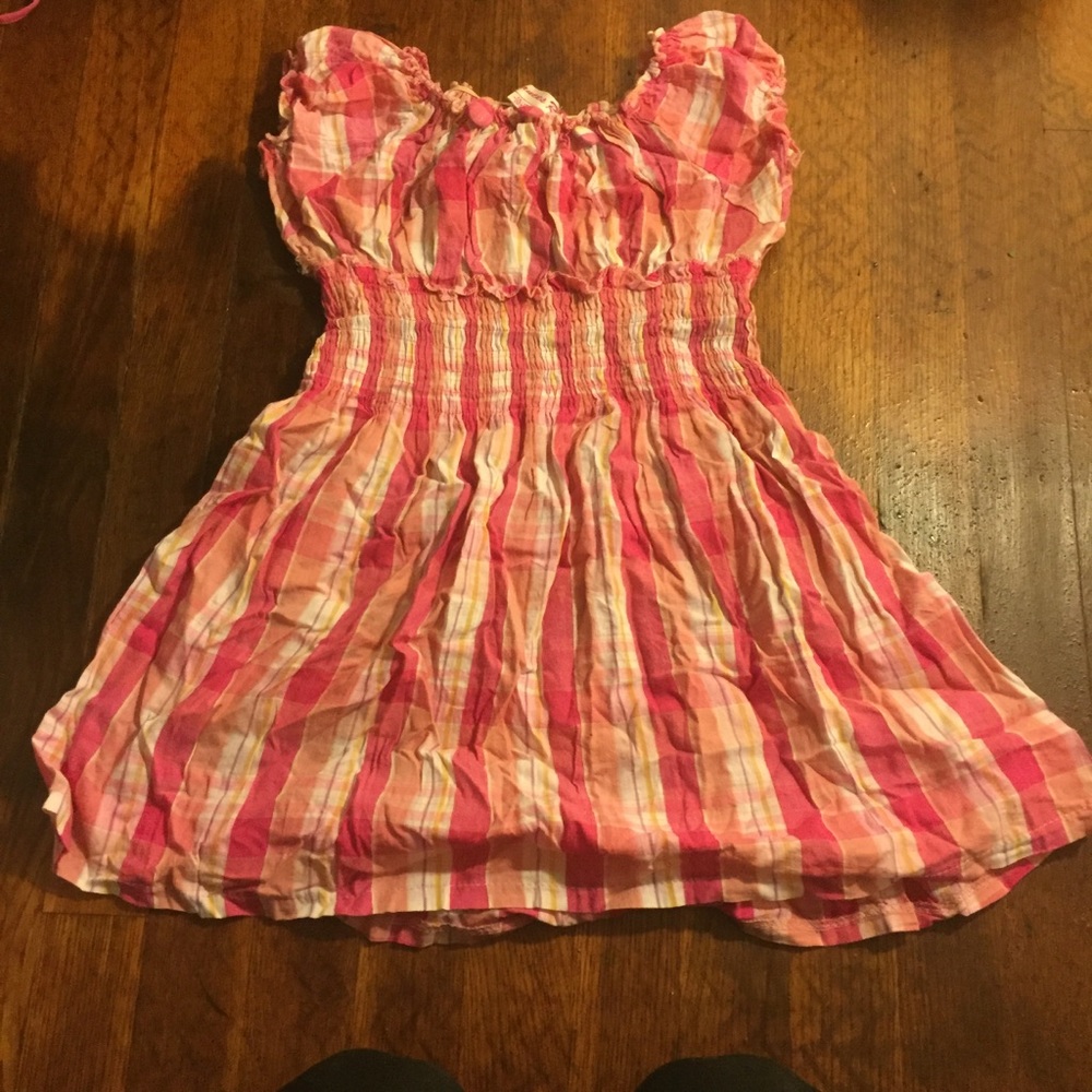 Elastic plaid short sleeve shirt