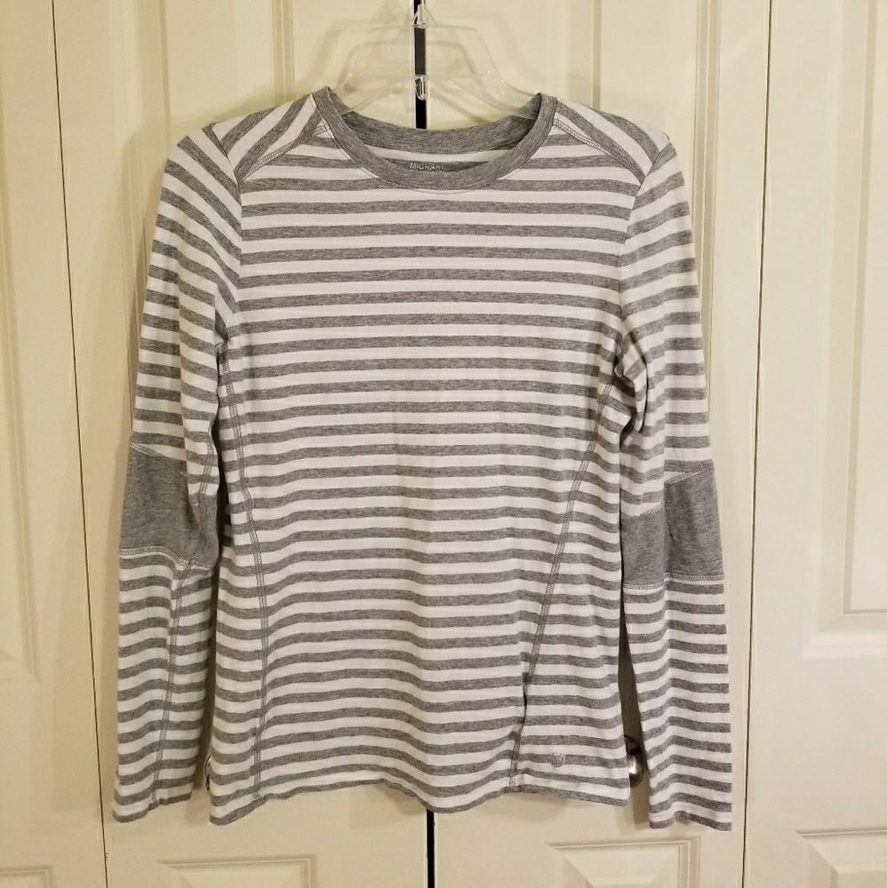 Michael Kors Grey/White Long Sleeve Tee Size S