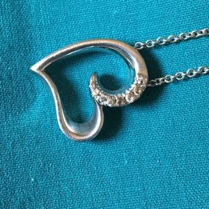 Sterling Silver and Diamond Heart Necklace
