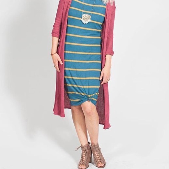 NWT LuLaRoe Julia Bodycon pink & Orange stripe Med - Picture 4 of 8