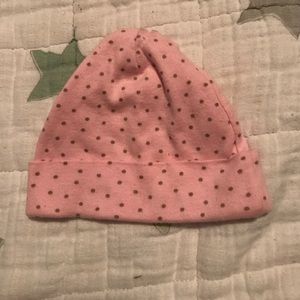 Pink polka dot baby hat