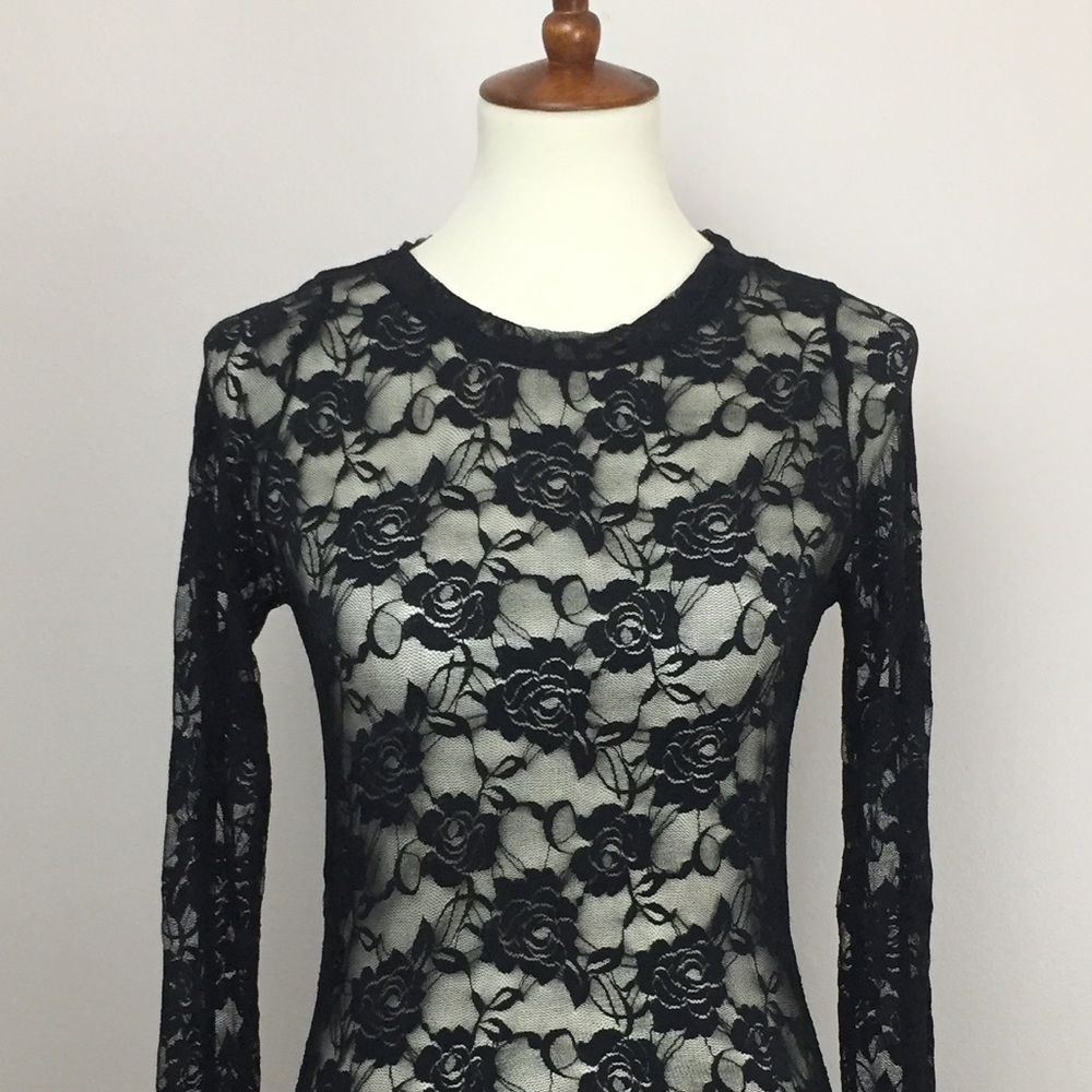 Black Lace Long Sleeve Top