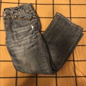 Distressed MEK Denim Bootcut Jeans