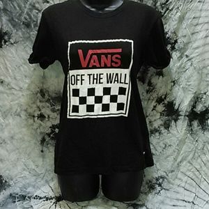 Vans checkerboard logo T-shirt cuffed sleeves