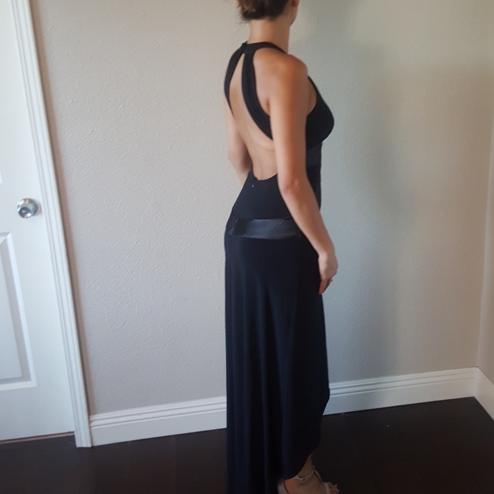 Black backless formal dress