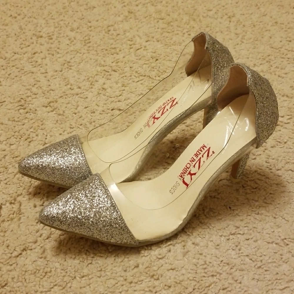 Silver Glitter Pumps