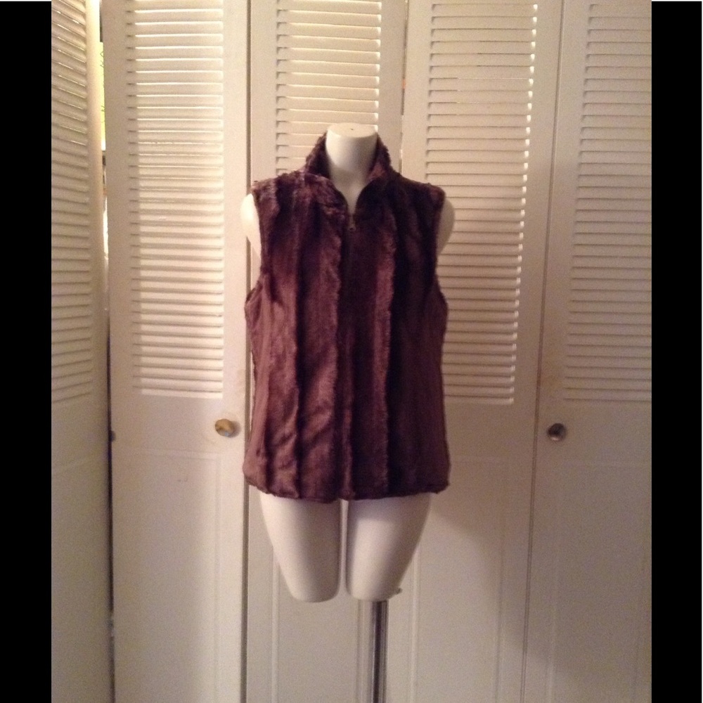 Brown Faux Touch Of Mink Vest