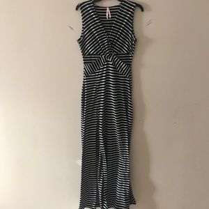 Strip Maxi Dress - with side cut out and slit open