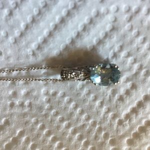 Aquamarine and Diamond White Gold Necklace