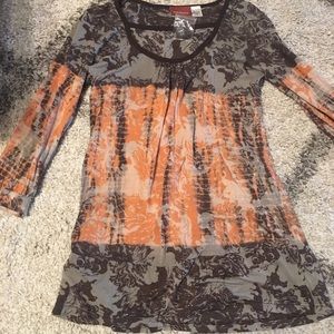 Brown and orange boutique dress or tunic. Size M