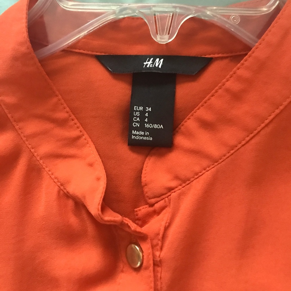 Long sleeve orange button down. - Picture 2 of 3