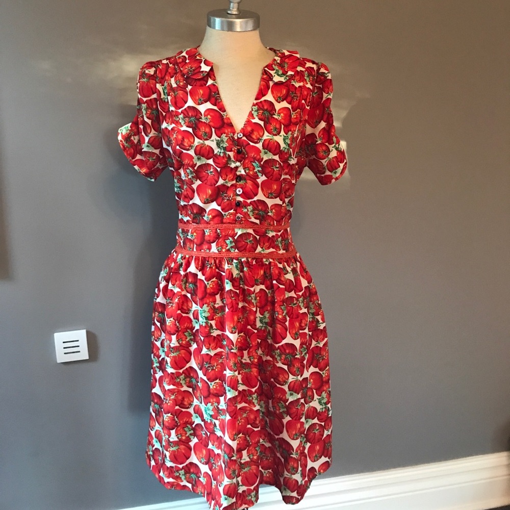 Unique dress with tomato pattern! Super flirty