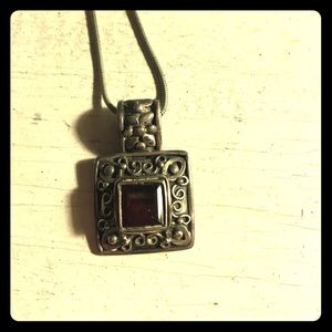 Sterling silver and red stone pendant