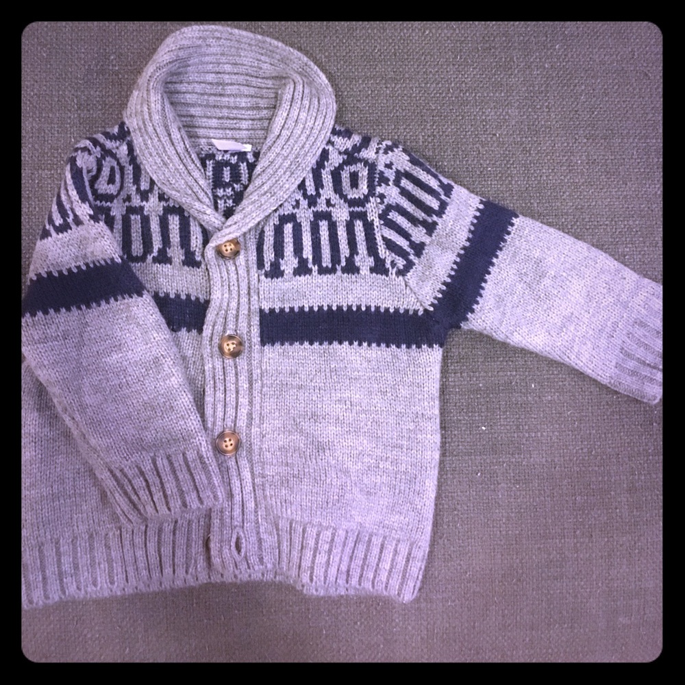 Boys Gray&blue toddler button up sweater