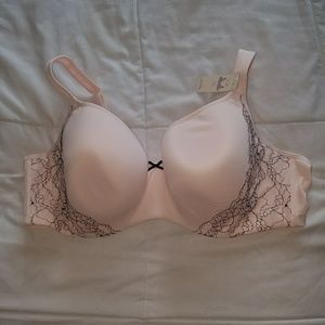 NWT lane bryant baby pink and black bra, 46D