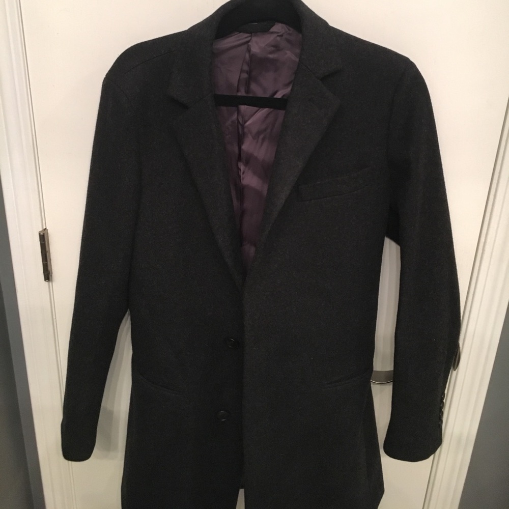 Bonobos 100% Wool Charcoal Top Coat Jacket Sz 36 R