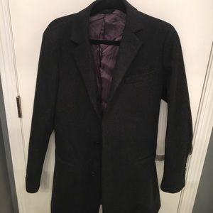Bonobos 100% Wool Charcoal Top Coat Jacket Sz 36 R