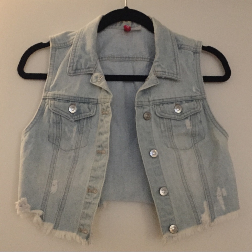 Cropped Denim Vest