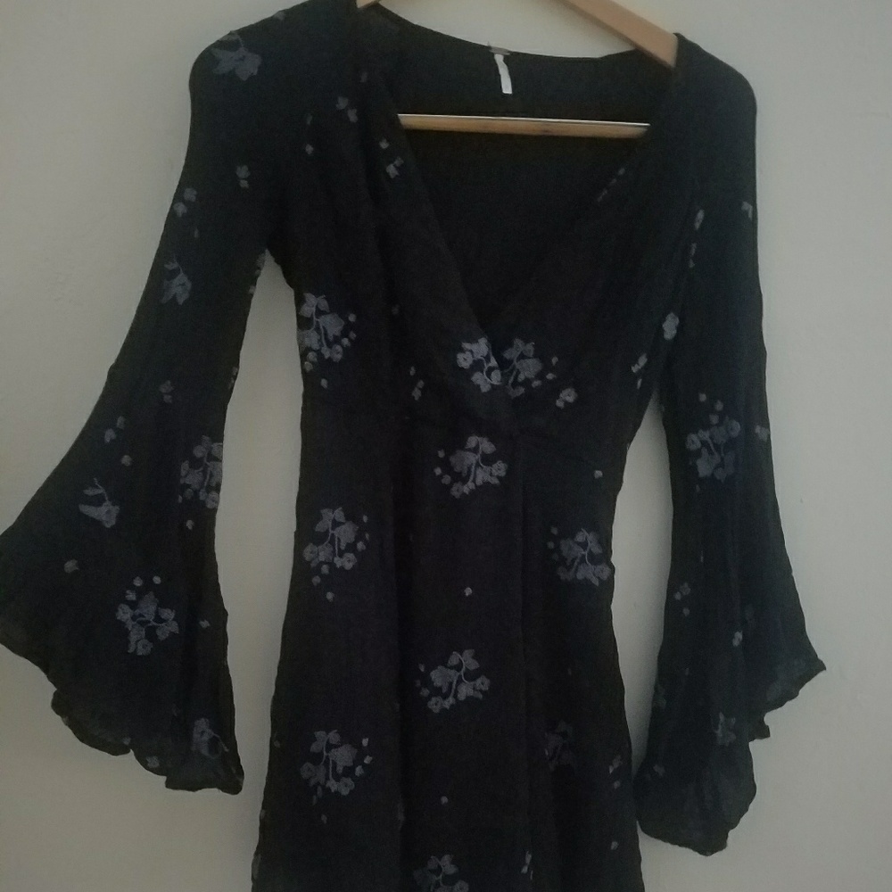 Free People Jasmine Dress black/gray size 2 - Picture 4 of 4
