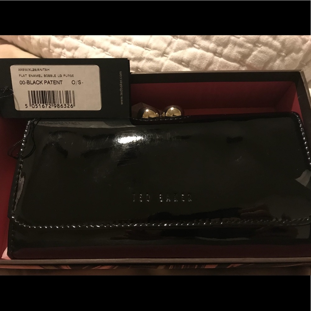 Ted Baker black patent wallet NWT