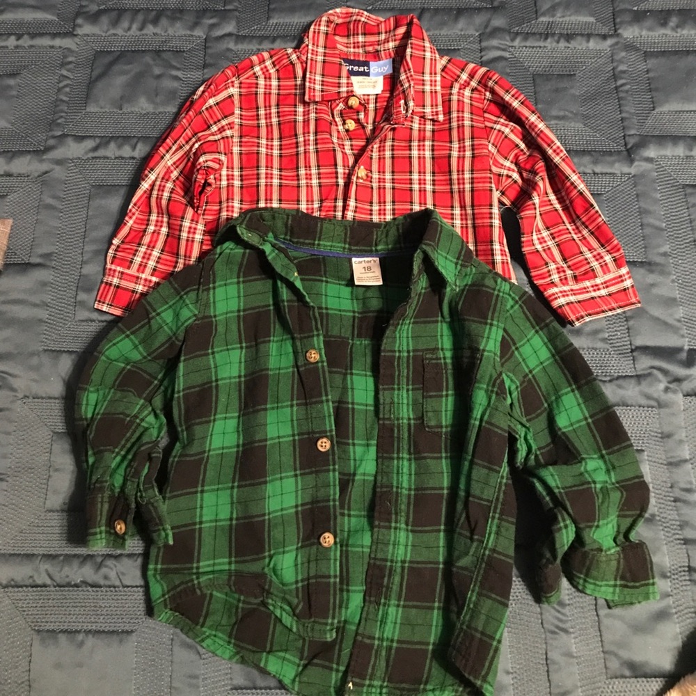2 plaid long sleeve dress shirts