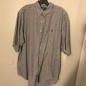 Men’s button down polo shirt.
