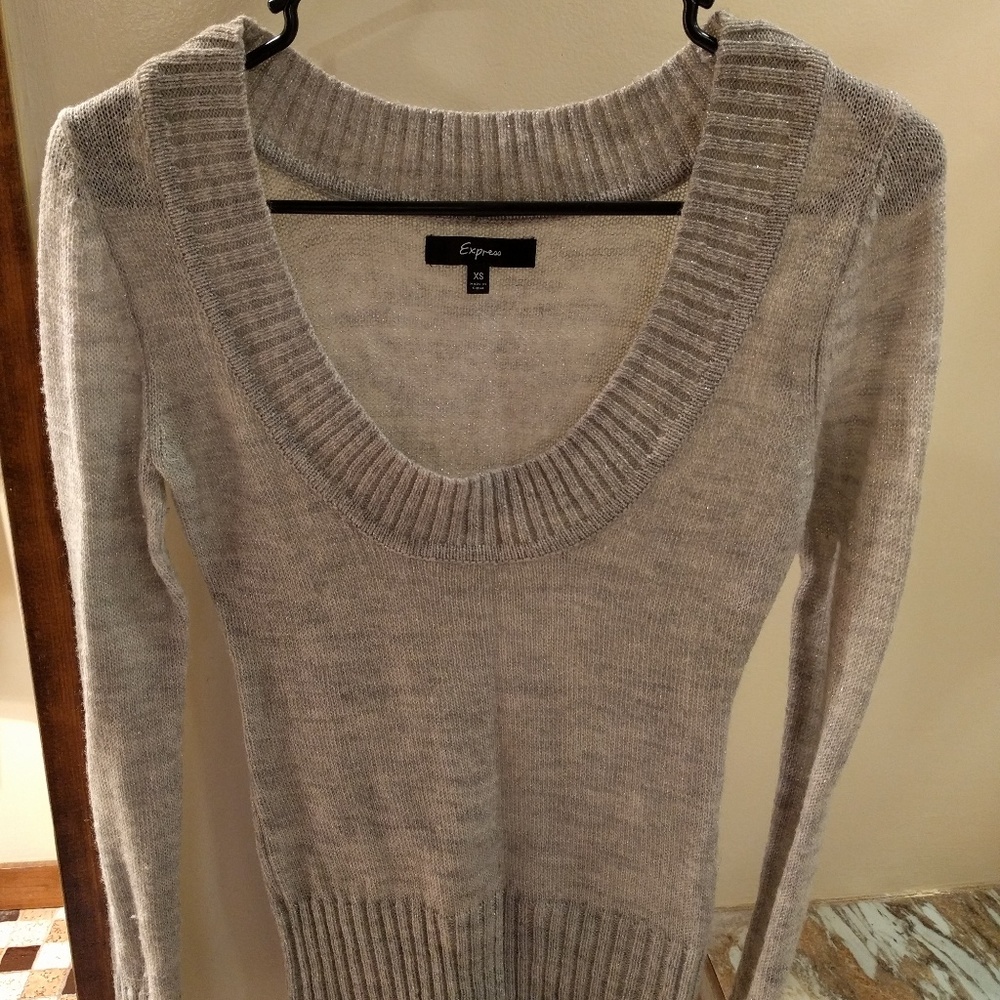 Express gray/silver sparkle lightweight sweater