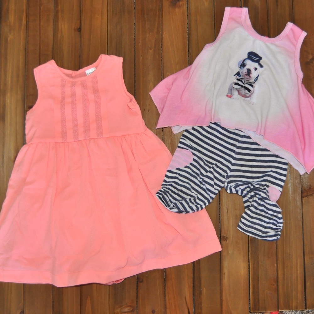 Two Cute 12mo Outfits: Dress & Tank/Crop Leggings