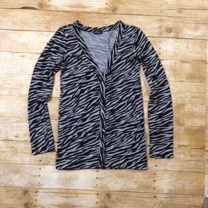 Black & gray zebra print button down cardigan