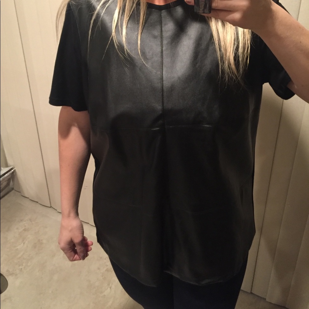 Black leather (front only) Ralph Lauren top