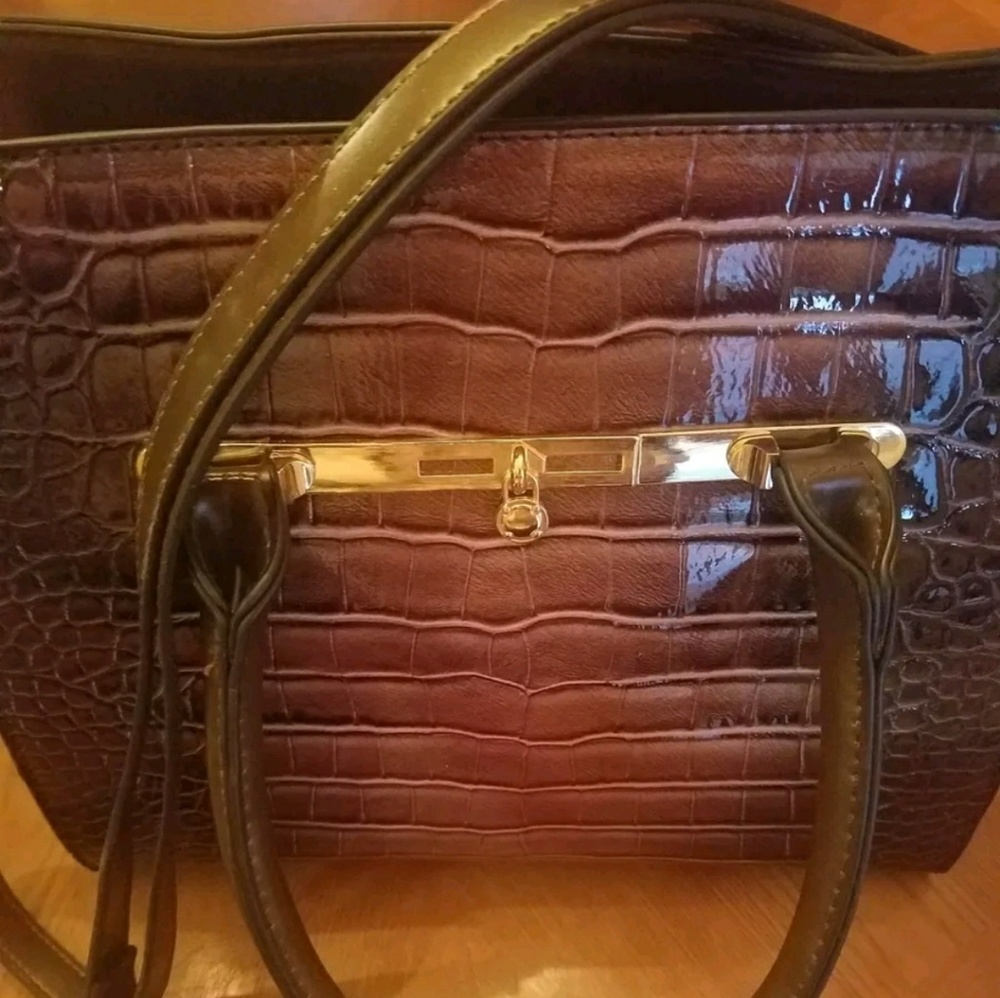 NEW Brown Snake Croc Leopard Bag Purse Brahmin