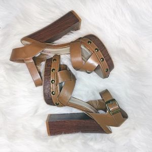 Studded wooden heels
