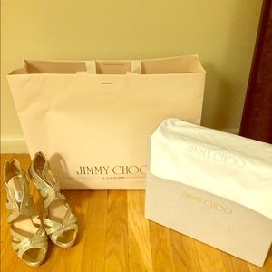 Jimmy Choo 247Collar Lame Glitter Gold Shoes