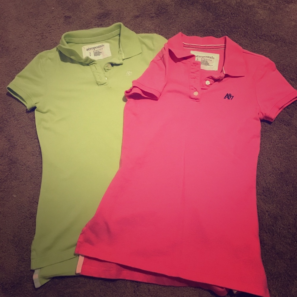 2 Aeropostale collared, shirt sleeve tops
