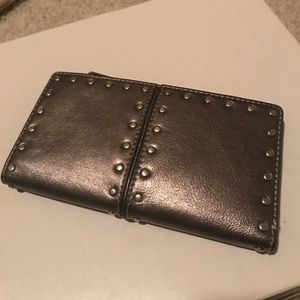 NWOT Michael Kors Gunmetal Leather Studded Wallet