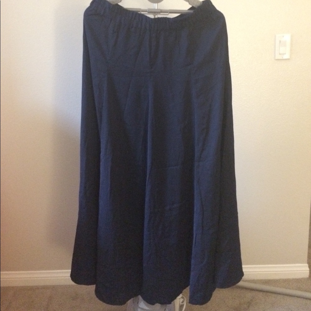 Navy Blue Floor-Length Skirt