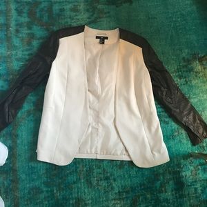 H&M leather sleeved blazer obo