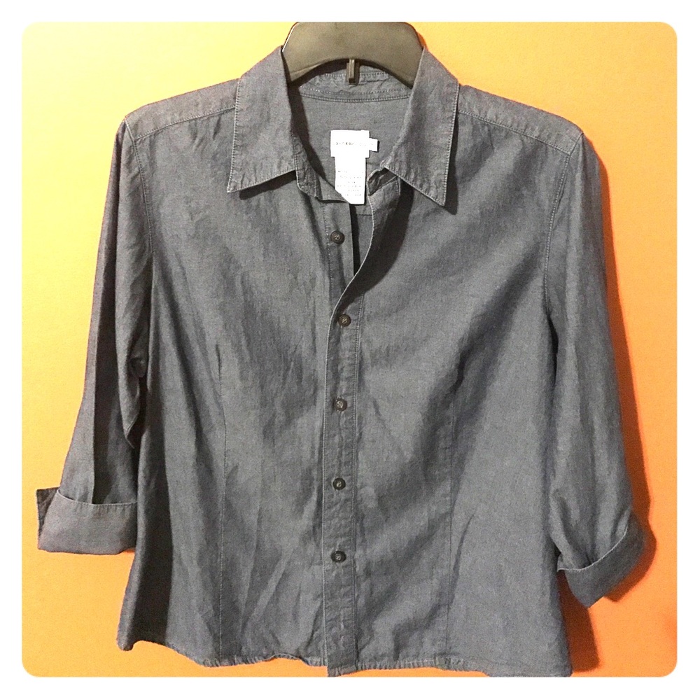 Calvin Klein denim chambray 3/4 sleeve button down