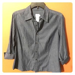 Calvin Klein denim chambray 3/4 sleeve button down