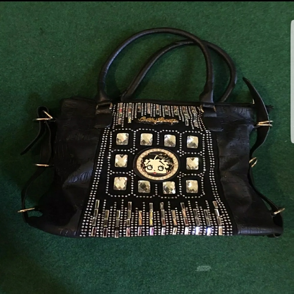Betty Boop Black Leather Studded Purse