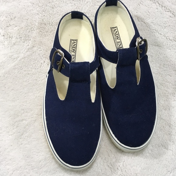 Lands' End women's canvas t-strap shoes size 7B - Picture 3 of 8