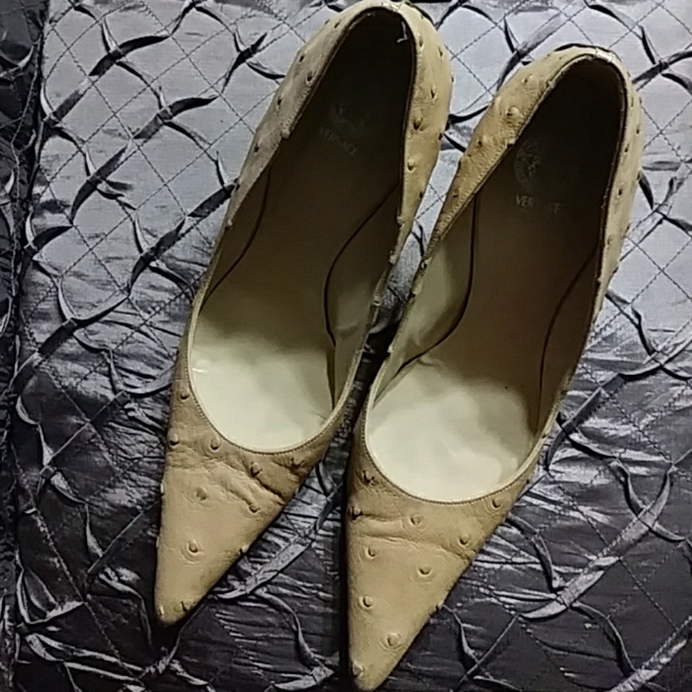 Versace Ostrich Tan shoe with