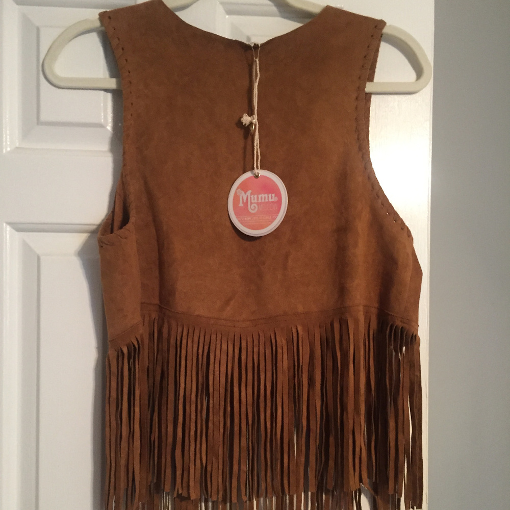 Show Me Your MuMu Suede Fringe Crop Top NWT