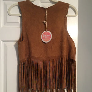 Show Me Your MuMu Suede Fringe Crop Top NWT