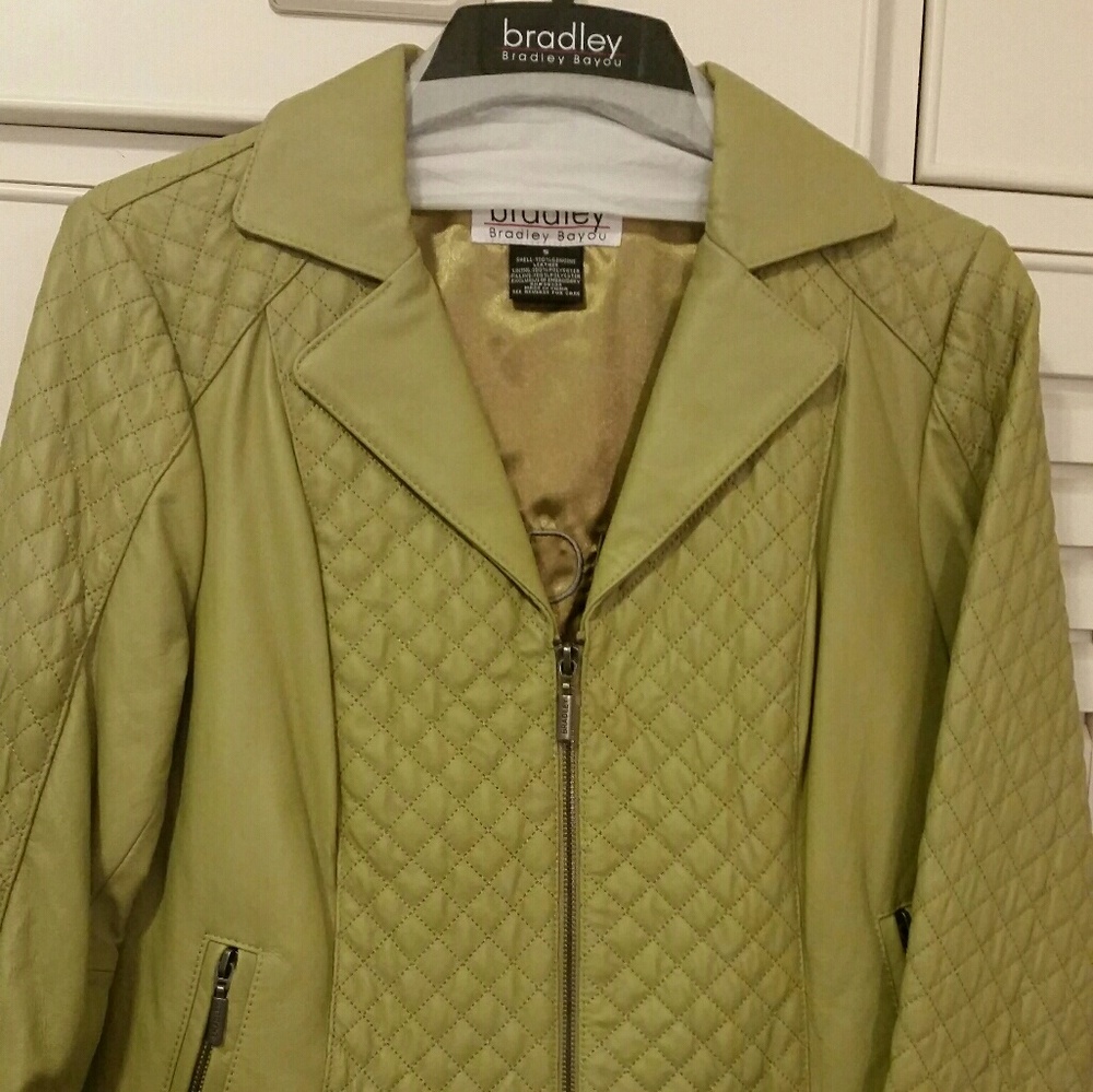 Bradley by Bradley Bayou Apple Green Quilted Leather Jacket From QVC. Chic!
