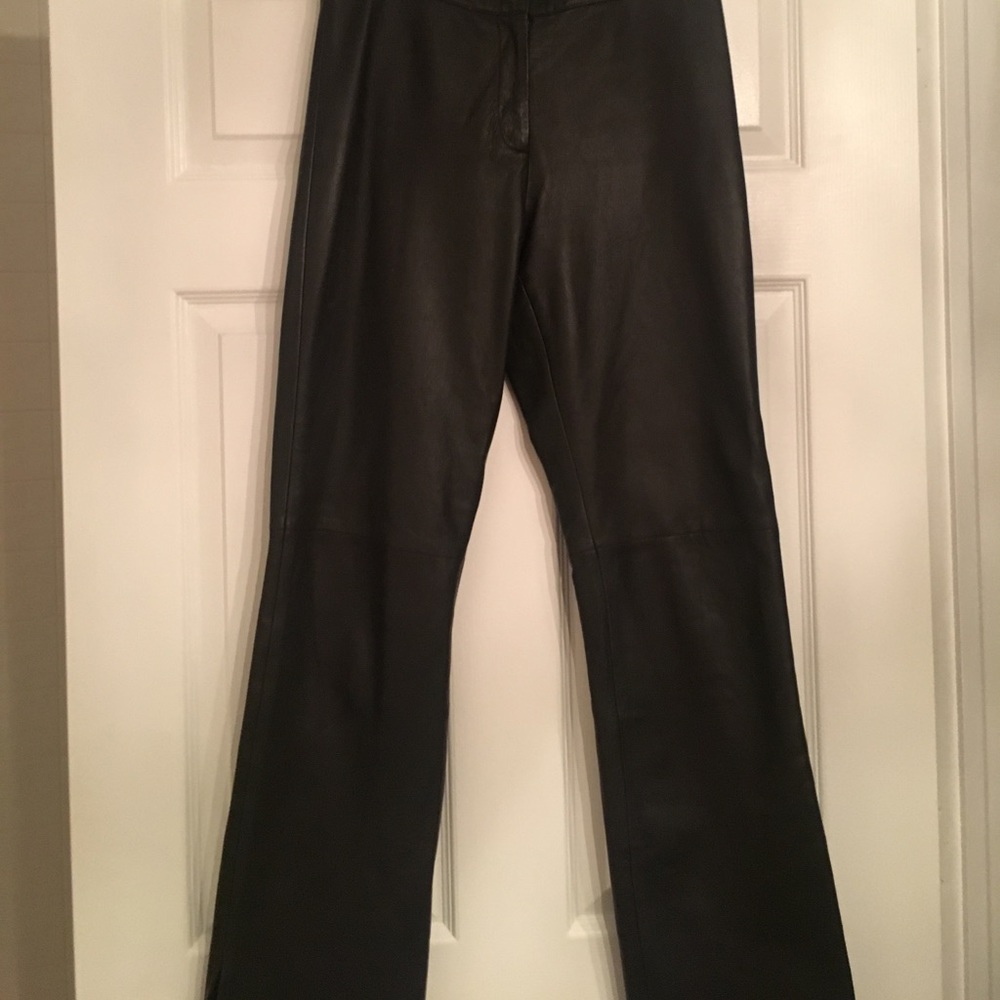 Brown leather pants with side leg vents